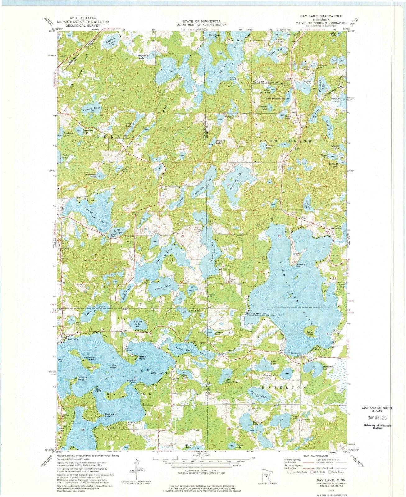 1973 Bay Lake, MN - Minnesota - USGS Topographic Map