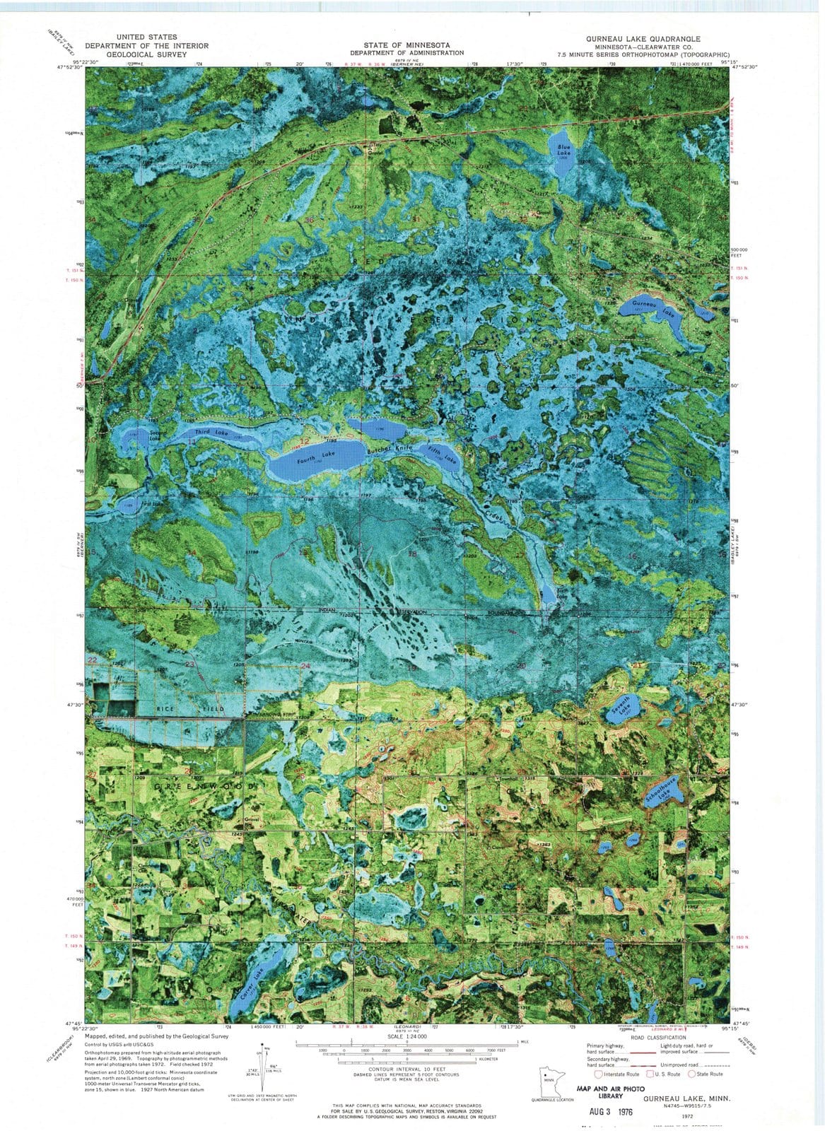 1972 Gurneau Lake, MN - Minnesota - USGS Topographic Map