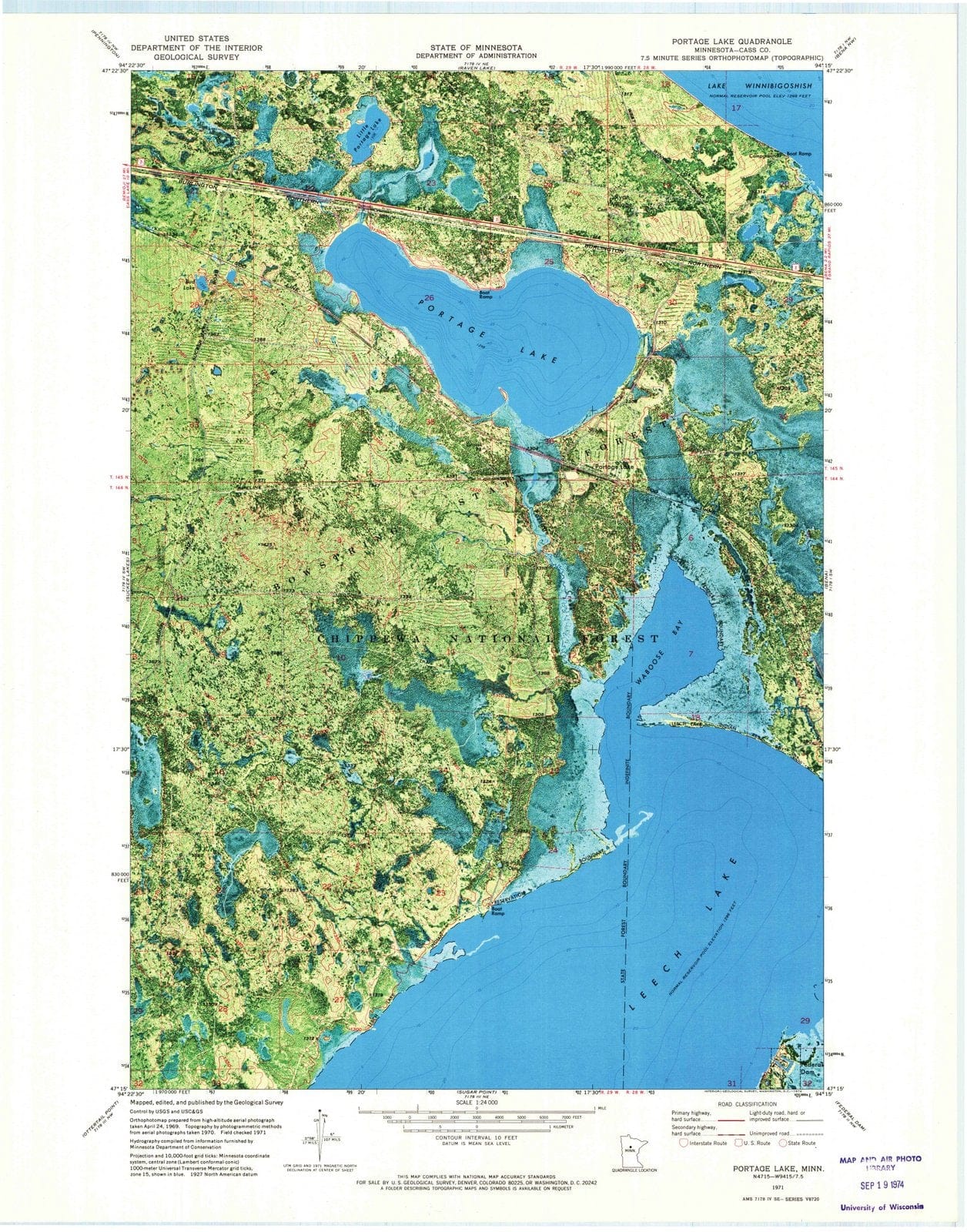 1971 Portage Lake, MN - Minnesota - USGS Topographic Map