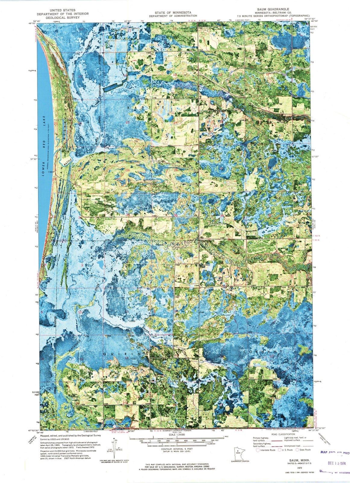 1972 Saum, MN - Minnesota - USGS Topographic Map