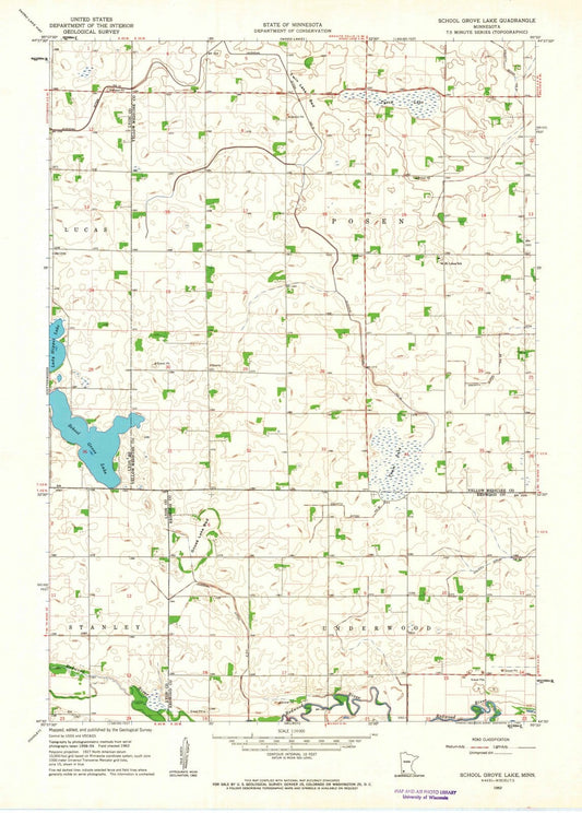 1962 School Grove Lake, MN - Minnesota - USGS Topographic Map