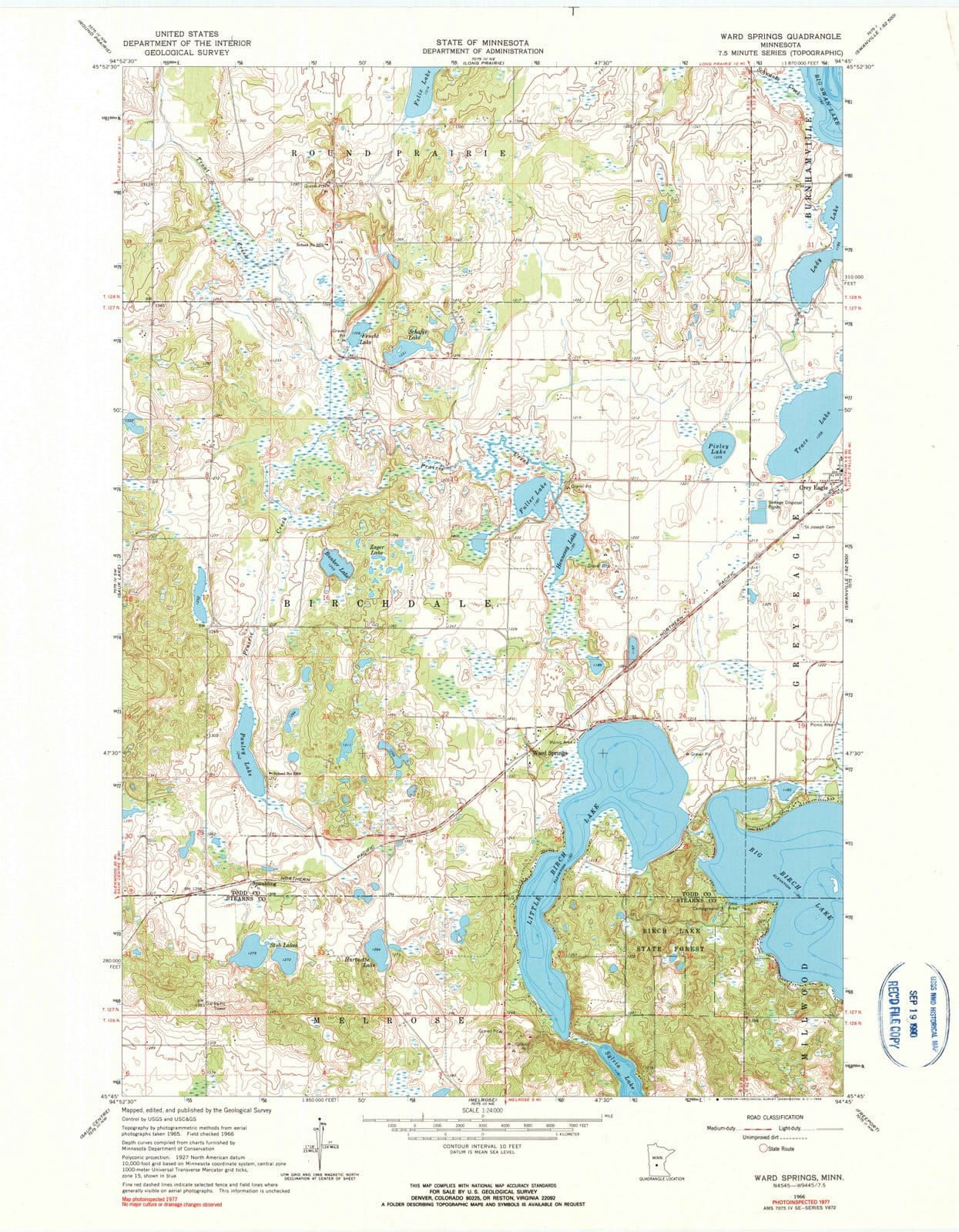 1966 Ward Springs, MN - Minnesota - USGS Topographic Map