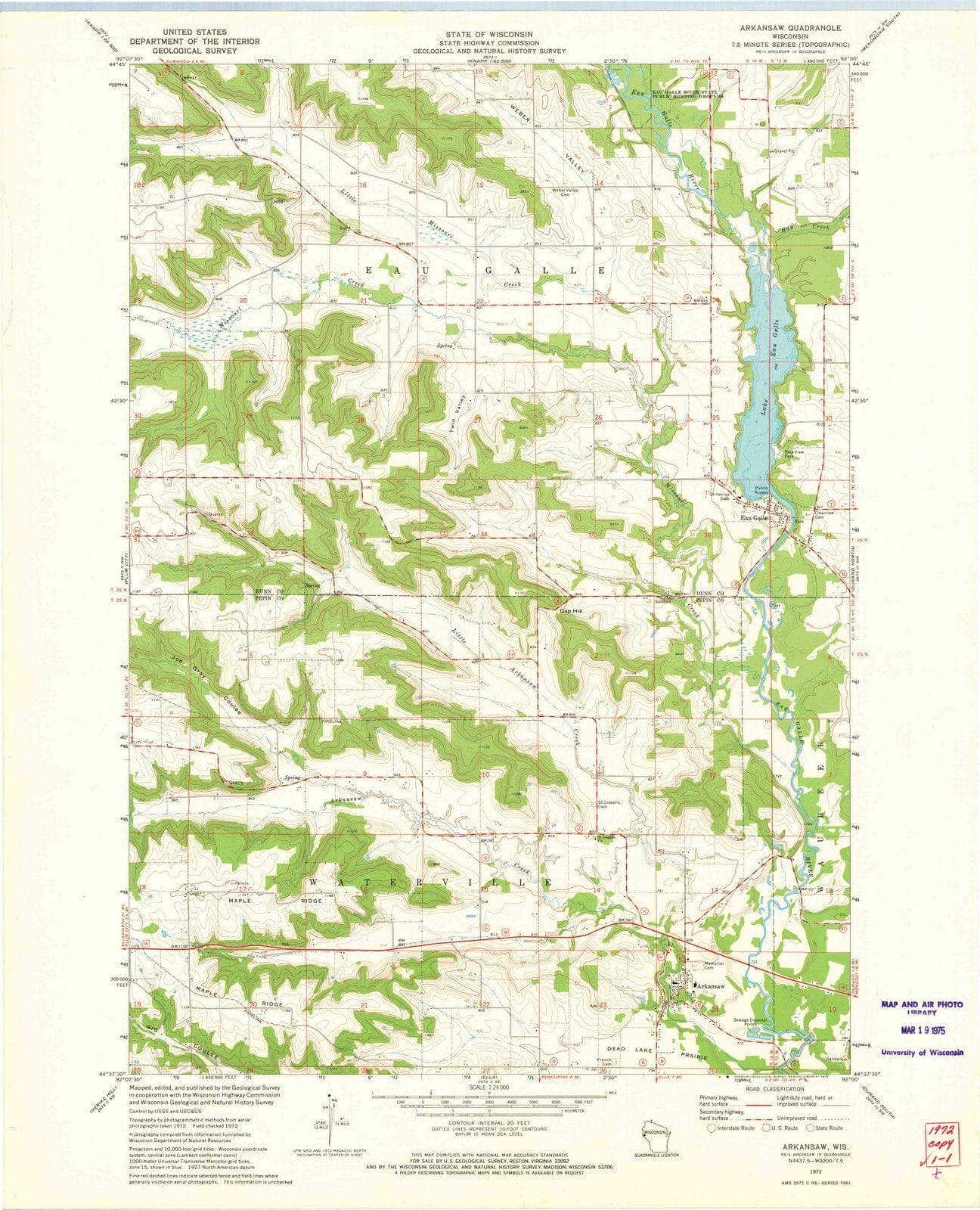 1972 Arkansaw, WI - Wisconsin - USGS Topographic Map