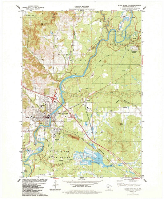 1984 Black River Falls, WI - Wisconsin - USGS Topographic Map