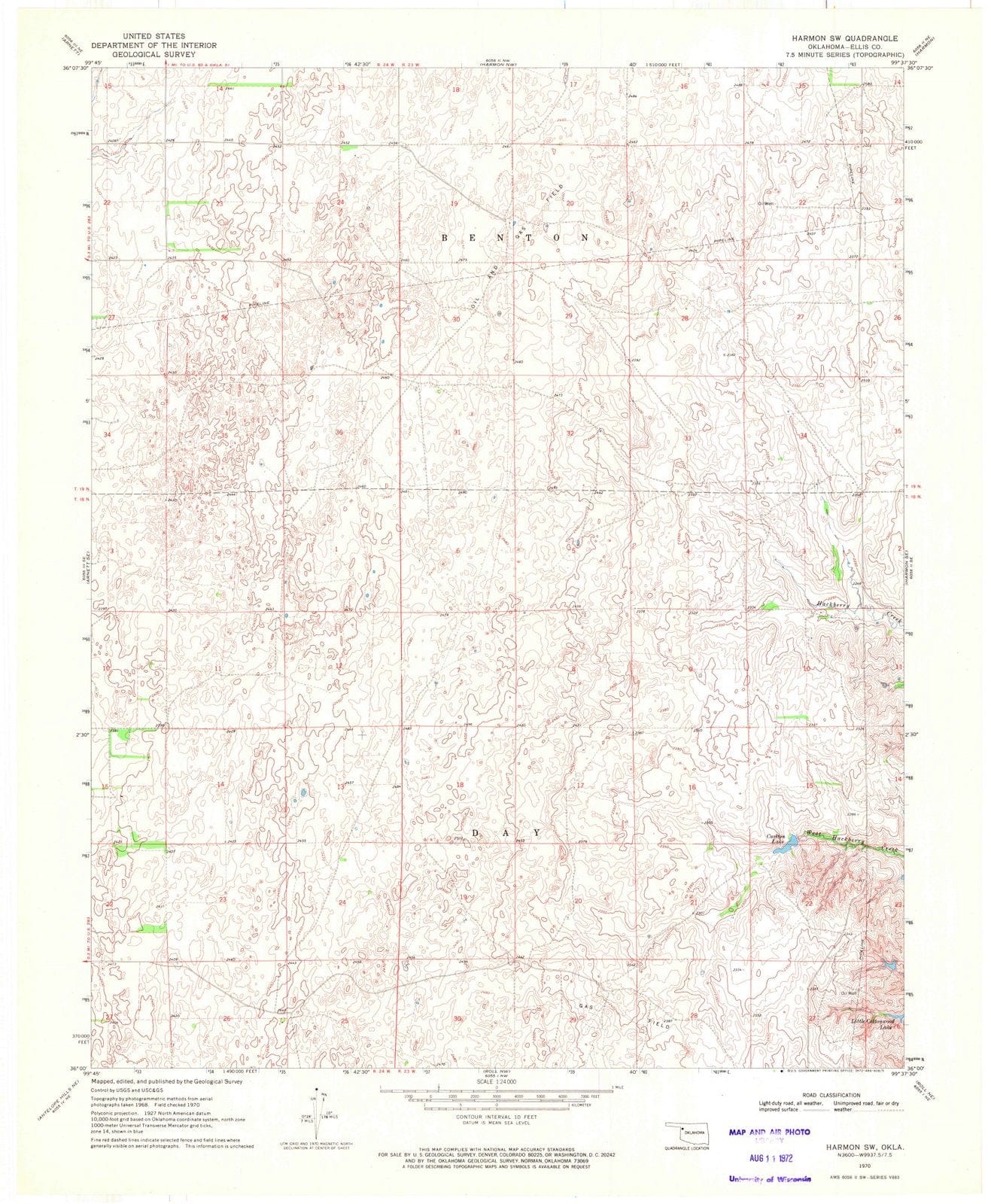 1970 Harmon, OK - Oklahoma - USGS Topographic Map