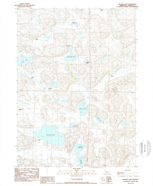 1989 Mother Lake, NE - Nebraska - USGS Topographic Map