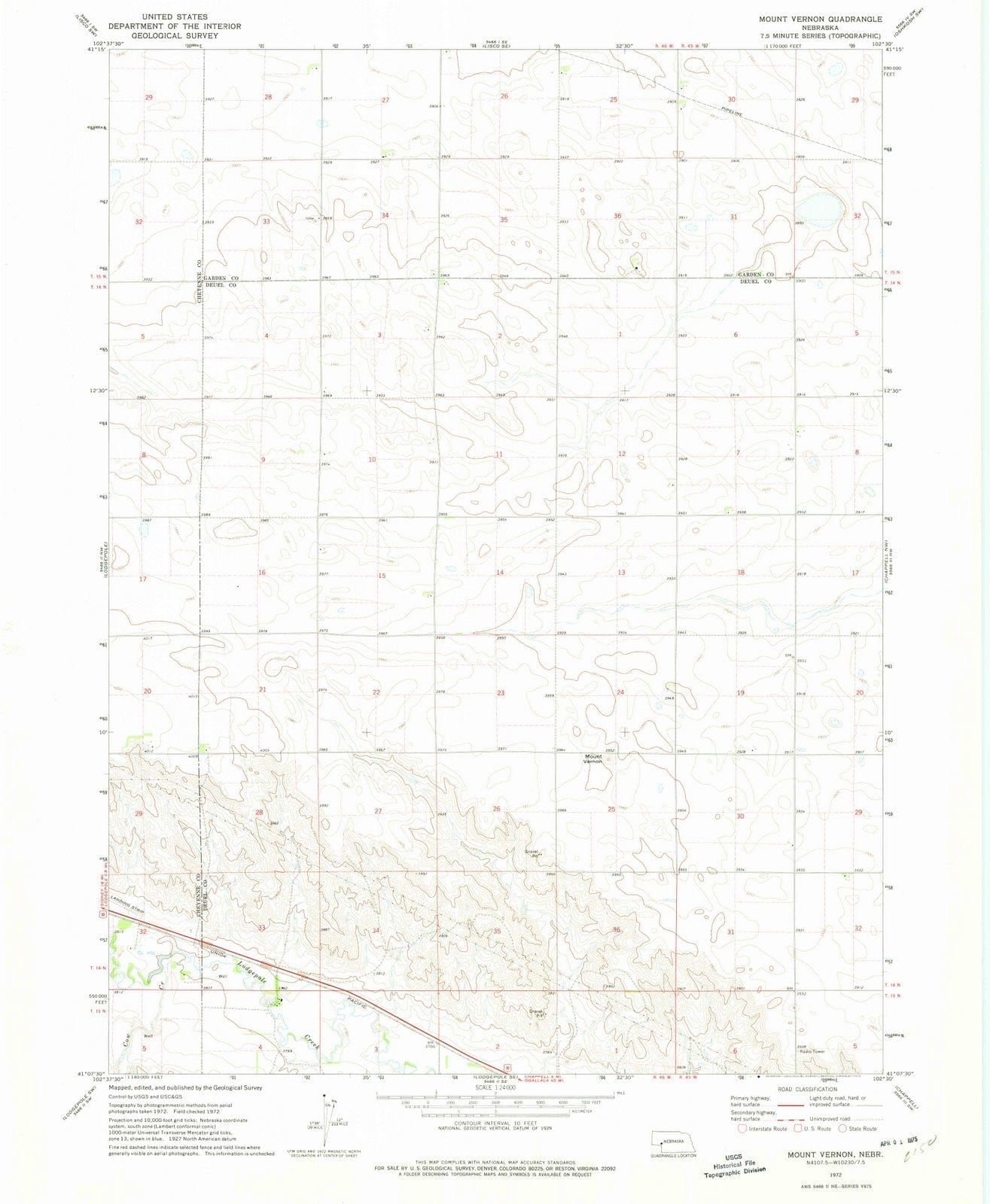 1972 Mount Vernon, NE - Nebraska - USGS Topographic Map