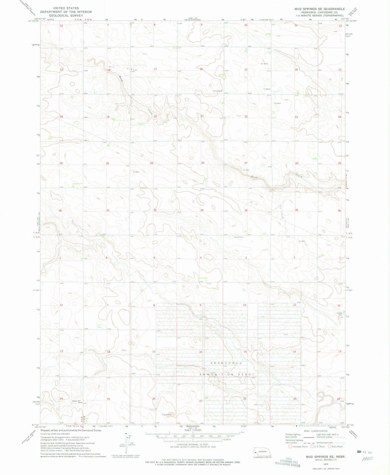 1972 Mud Springs, NE - Nebraska - USGS Topographic Map