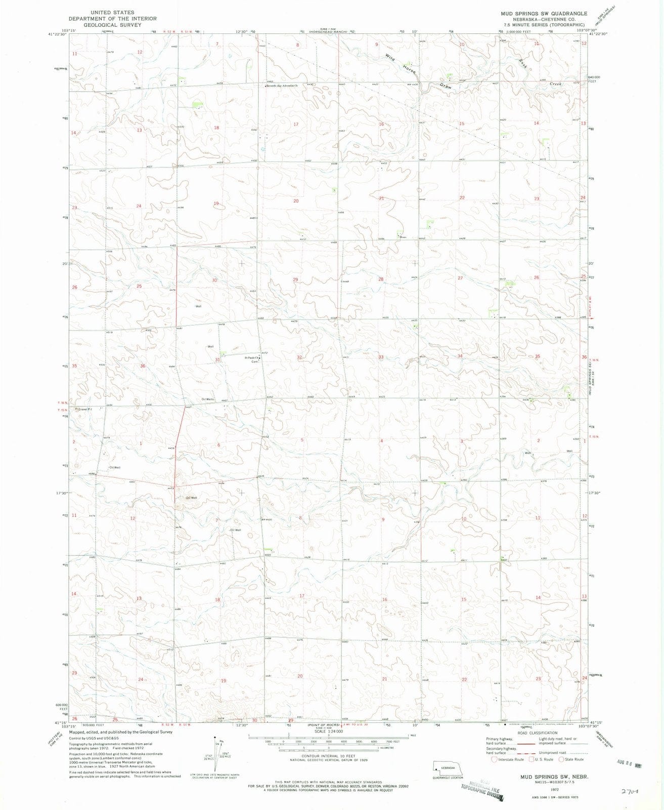 1972 Mud Springs, NE - Nebraska - USGS Topographic Map v2