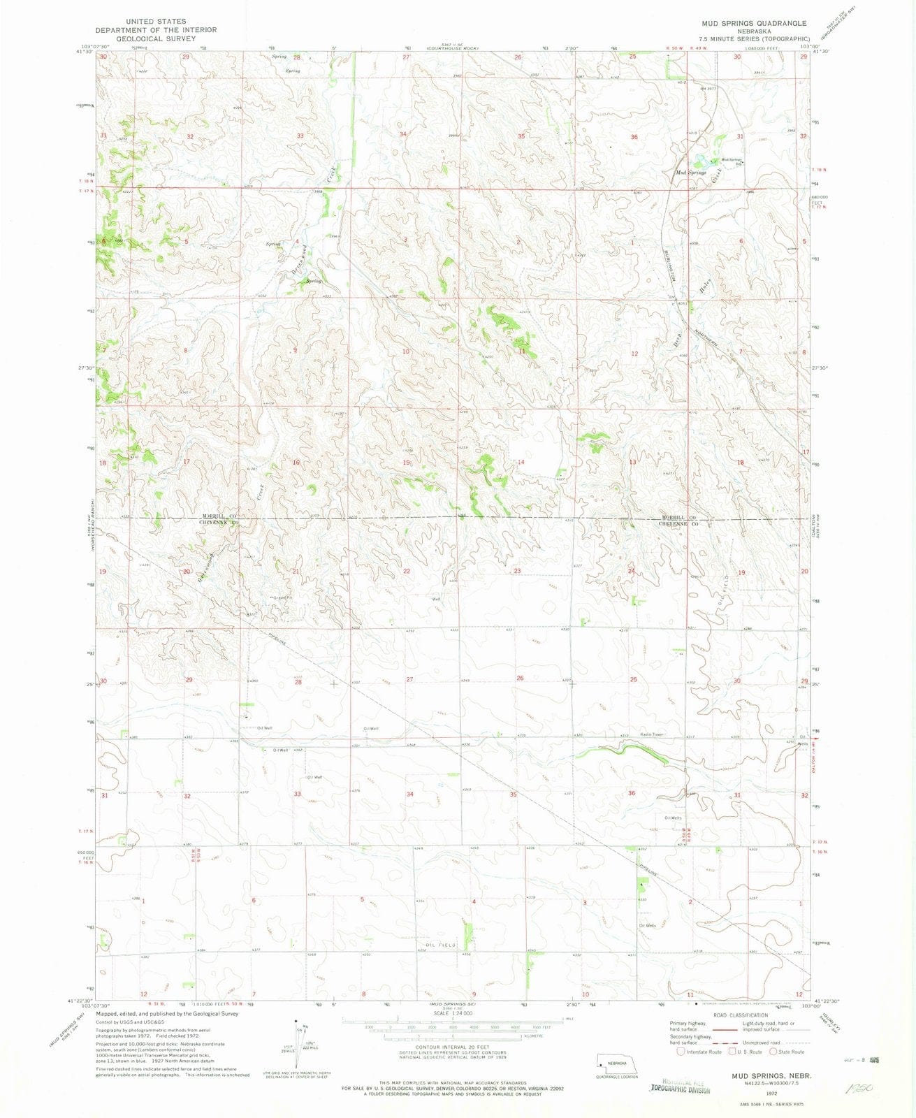 1972 Mud Springs, NE - Nebraska - USGS Topographic Map v3