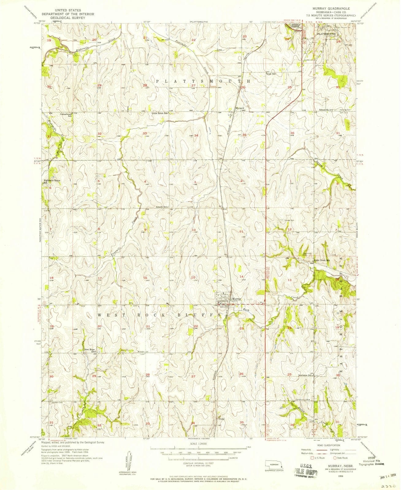 1956 Murray, NE - Nebraska - USGS Topographic Map