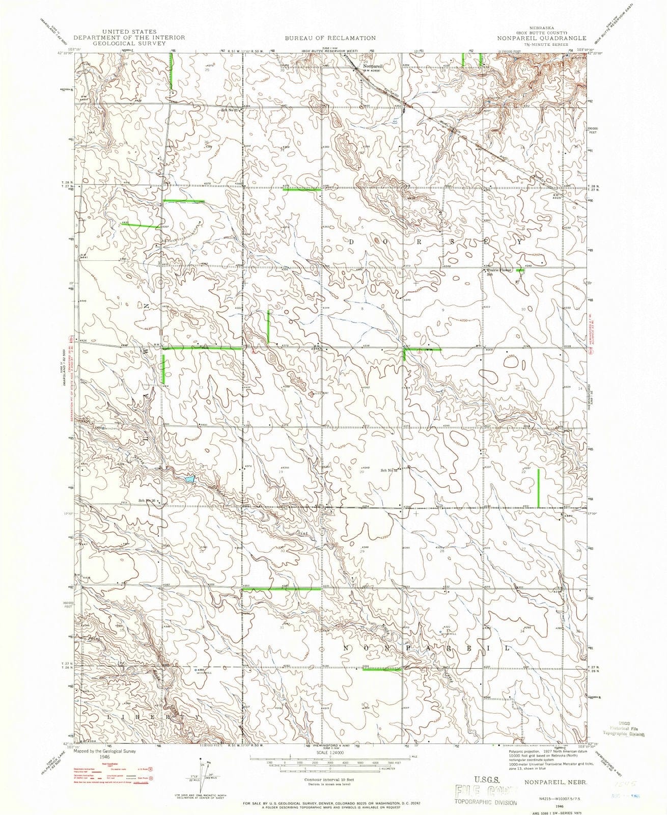1946 Nonpareil, NE - Nebraska - USGS Topographic Map