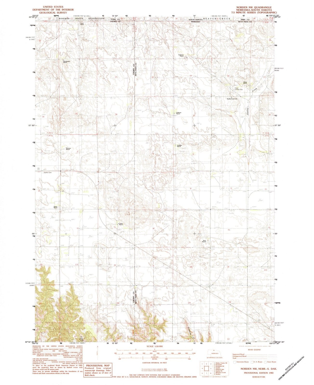 1983 Norden, NE - Nebraska - USGS Topographic Map