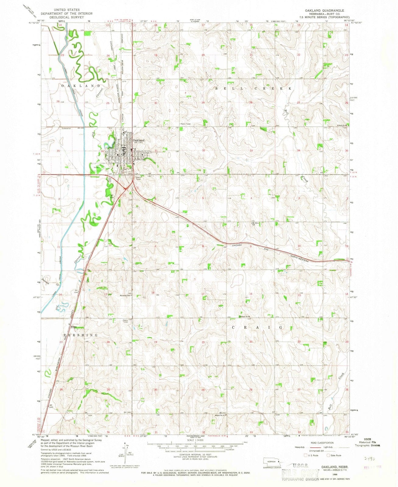 1966 Oakland, NE - Nebraska - USGS Topographic Map