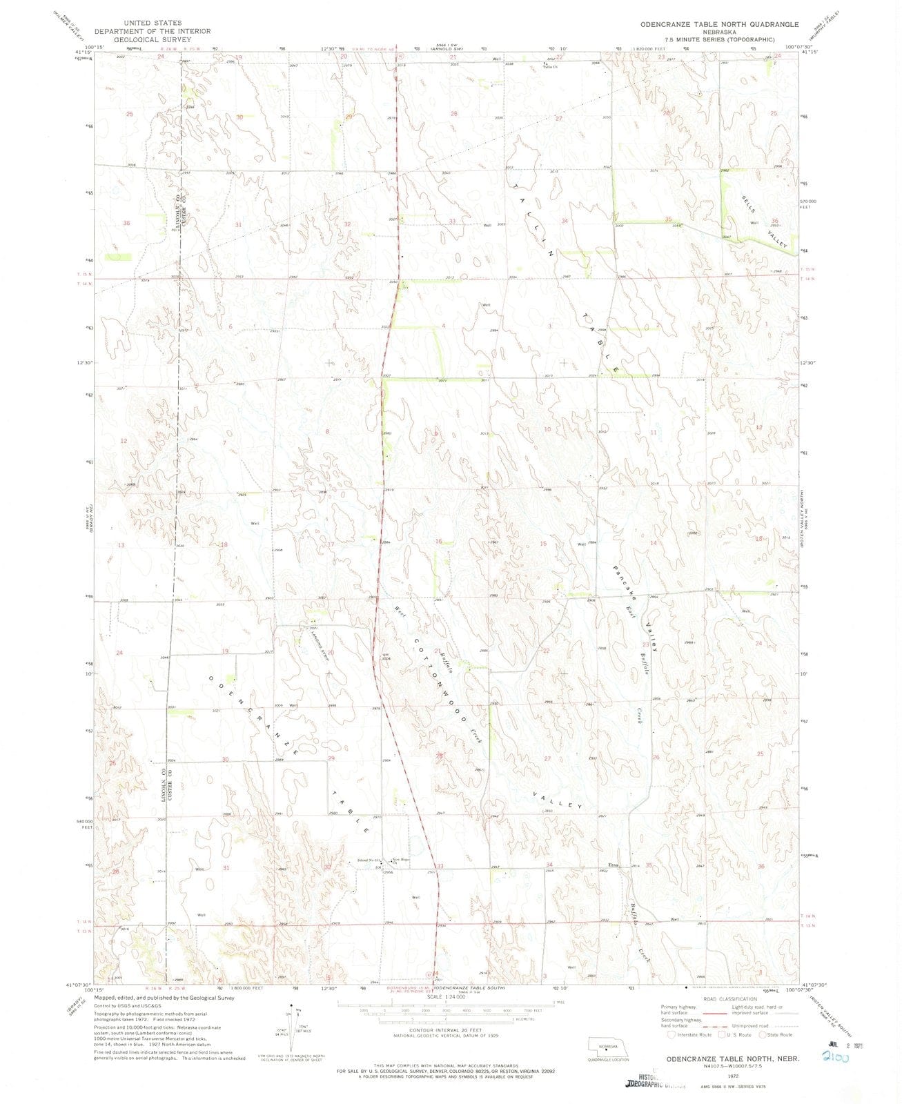 1972 Odencranze Table North, NE - Nebraska - USGS Topographic Map