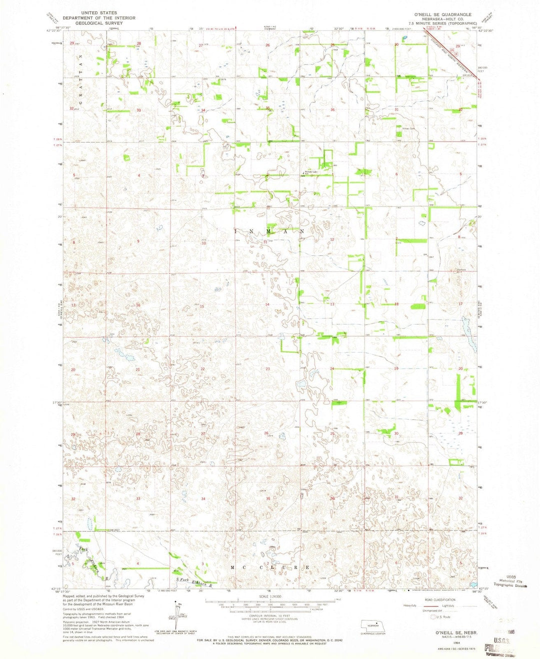 1964 O'Neill, NE - Nebraska - USGS Topographic Map