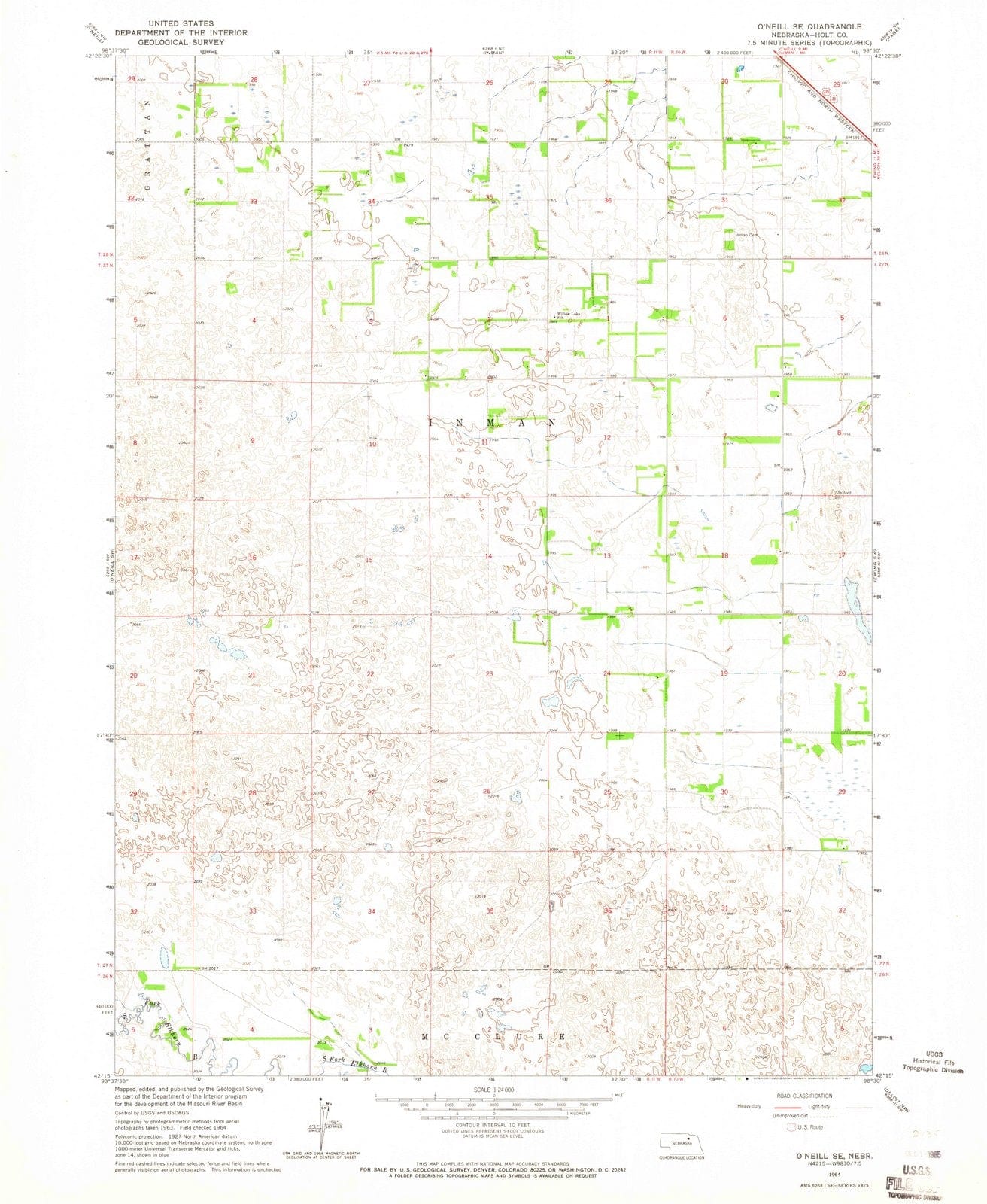 1964 O'Neill, NE - Nebraska - USGS Topographic Map