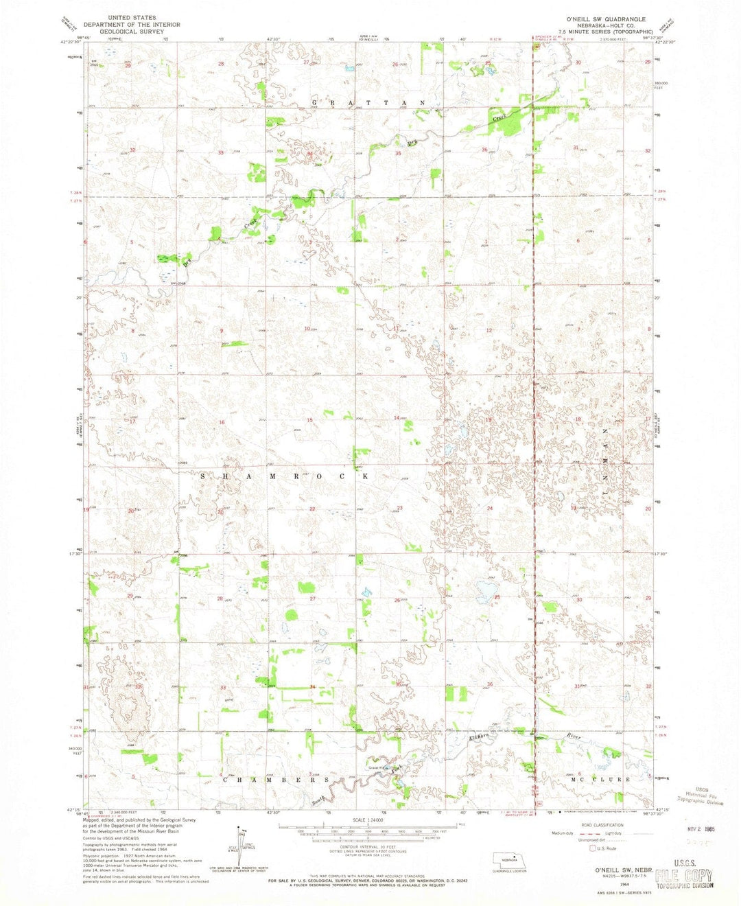 1964 O'Neill, NE - Nebraska - USGS Topographic Map v2