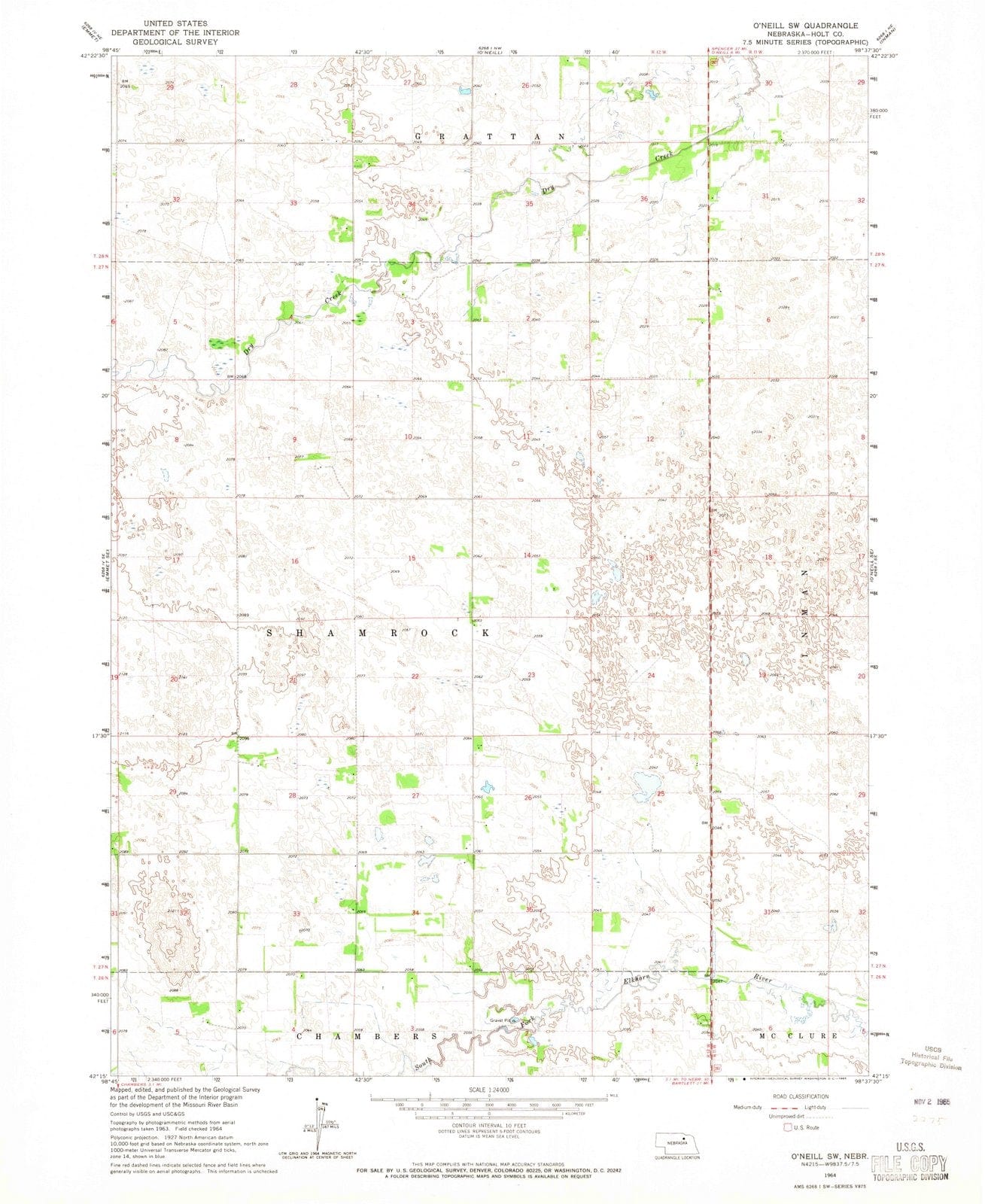 1964 O'Neill, NE - Nebraska - USGS Topographic Map v2