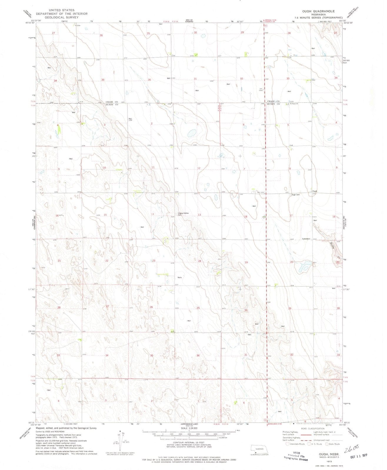 1973 Ough, NE - Nebraska - USGS Topographic Map