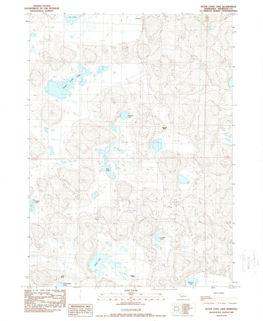 1989 Peter Long Lake, NE - Nebraska - USGS Topographic Map