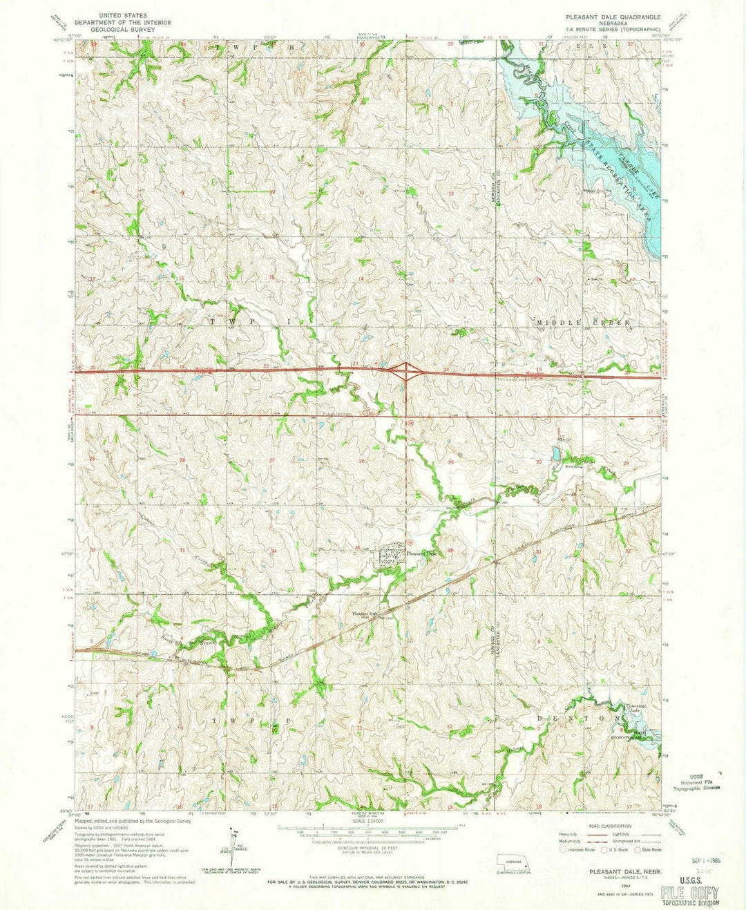 1964 Pleasantale, NE - Nebraska - USGS Topographic Map