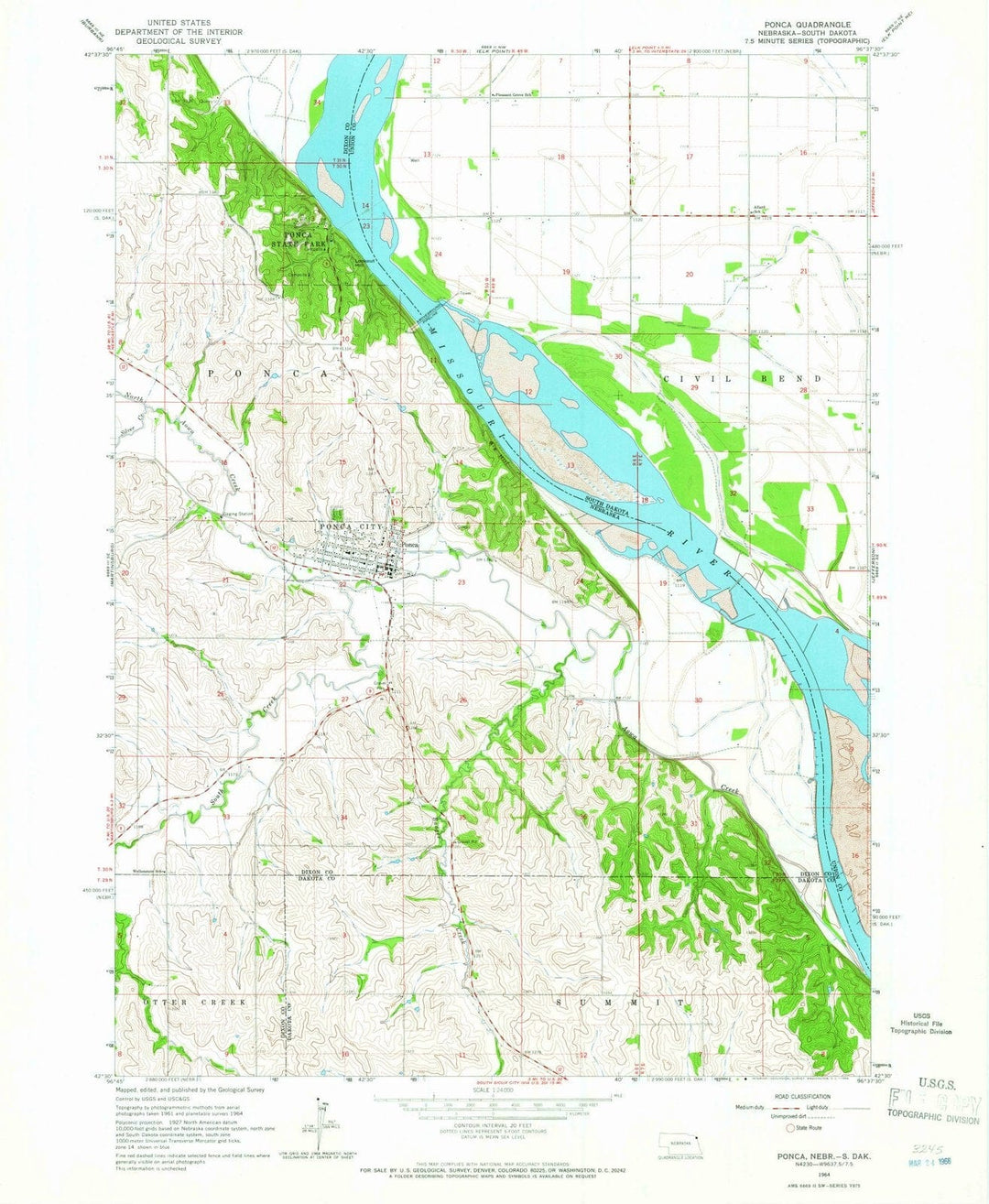 1964 Ponca, NE - Nebraska - USGS Topographic Map
