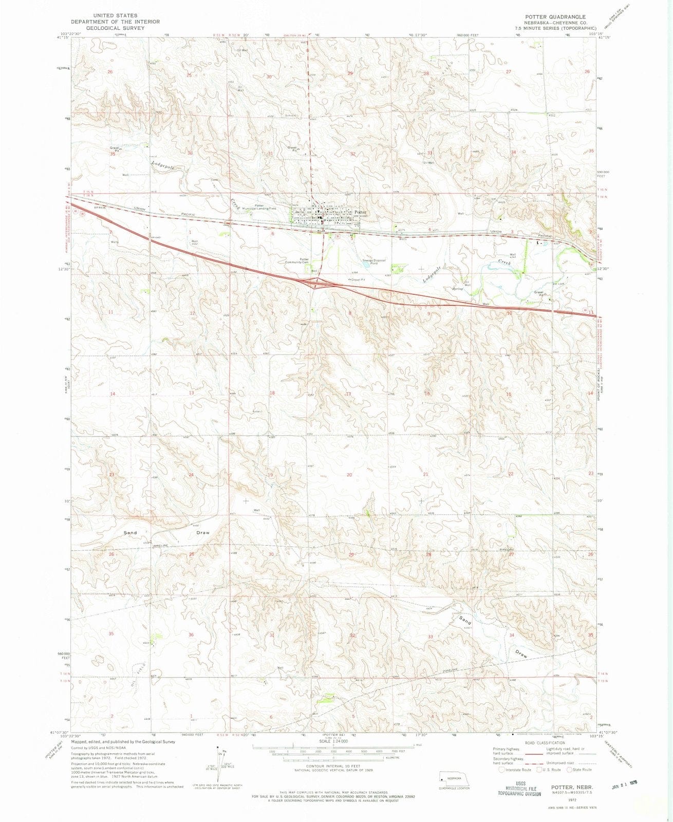 1972 Potter, NE - Nebraska - USGS Topographic Map