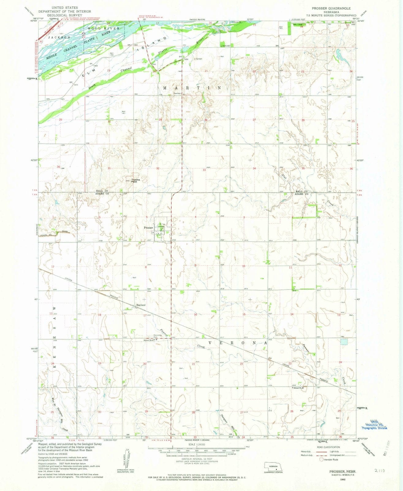 1962 Prosser, NE - Nebraska - USGS Topographic Map