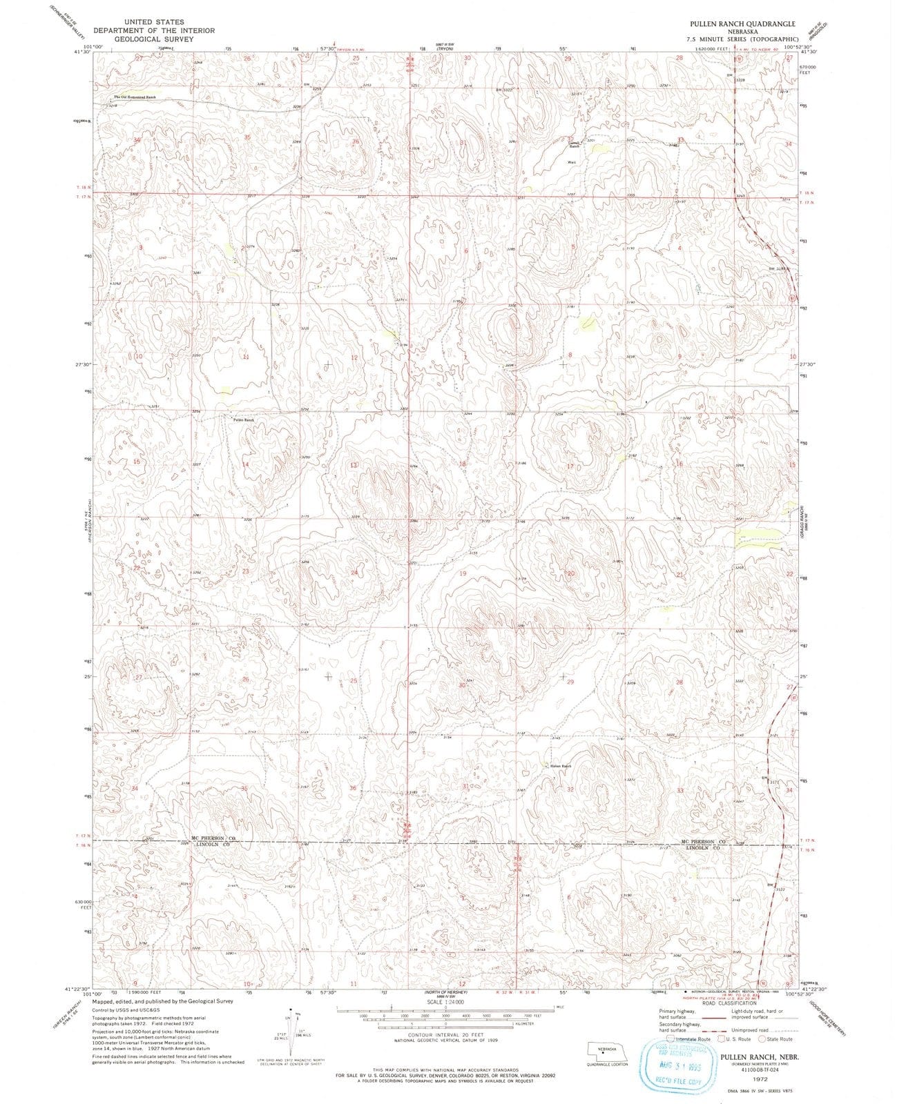 1972 Pullen Ranch, NE - Nebraska - USGS Topographic Map