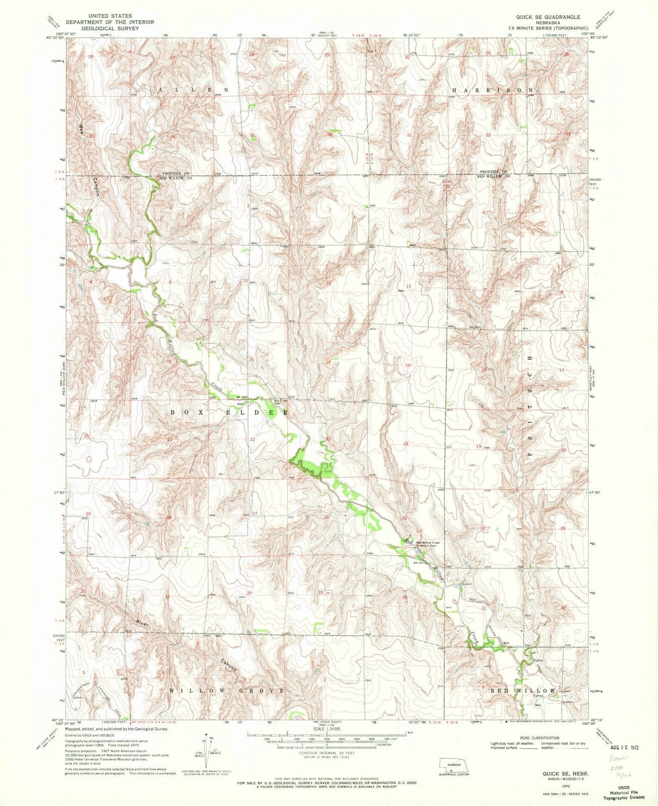 1970 Quick, NE - Nebraska - USGS Topographic Map