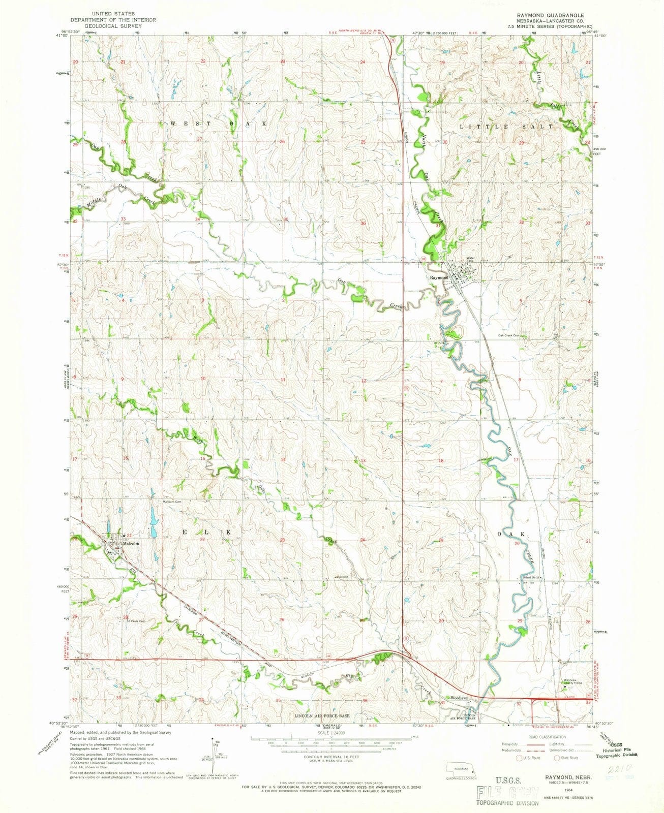 1964 Raymond, NE - Nebraska - USGS Topographic Map