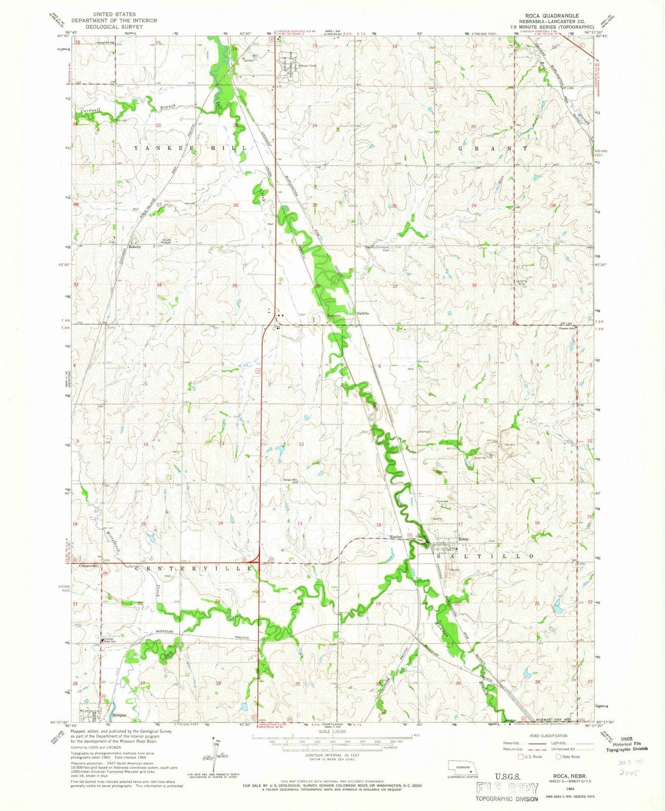 1964 Roca, NE - Nebraska - USGS Topographic Map