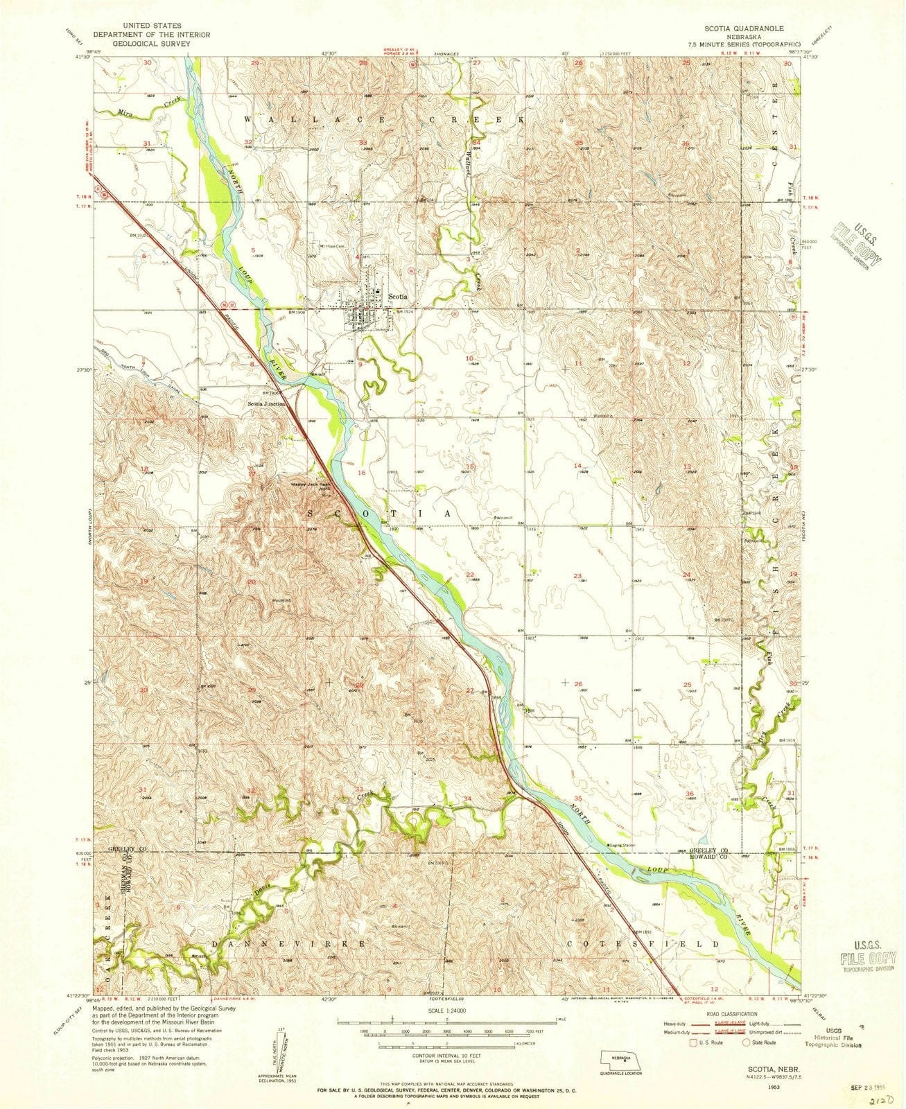 1953 Scotia, NE - Nebraska - USGS Topographic Map v2