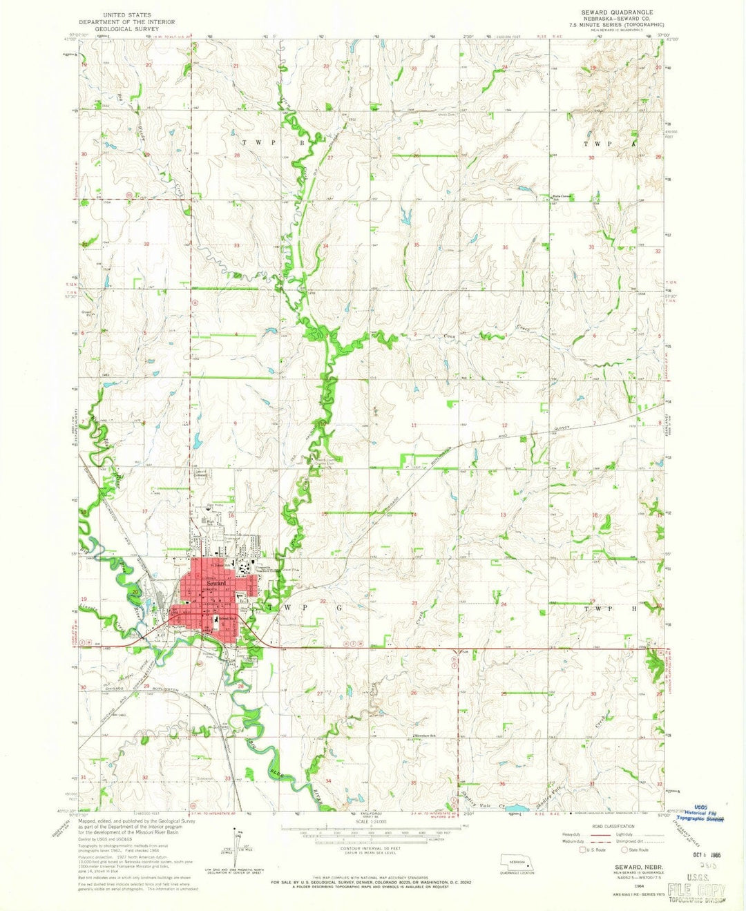1964 Seward, NE - Nebraska - USGS Topographic Map
