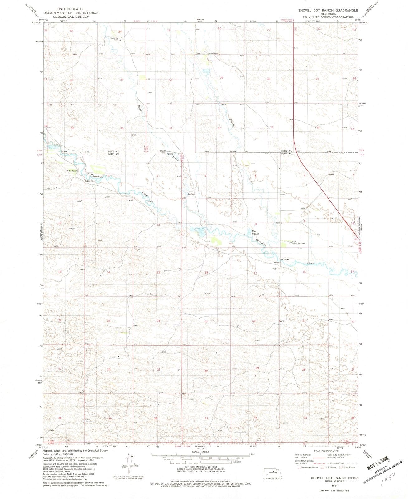 1981 Shovelot Ranch, NE - Nebraska - USGS Topographic Map