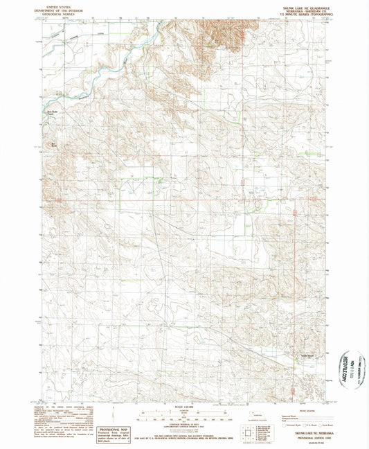 1989 Skunk Lake, NE - Nebraska - USGS Topographic Map