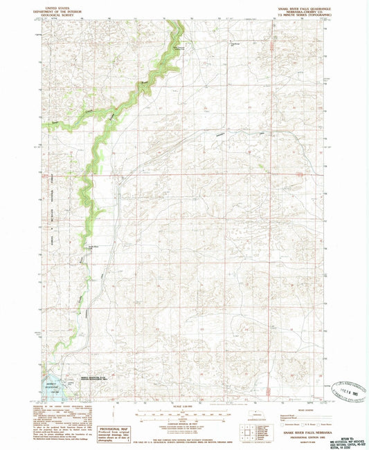 1985 Snake River Falls, NE - Nebraska - USGS Topographic Map