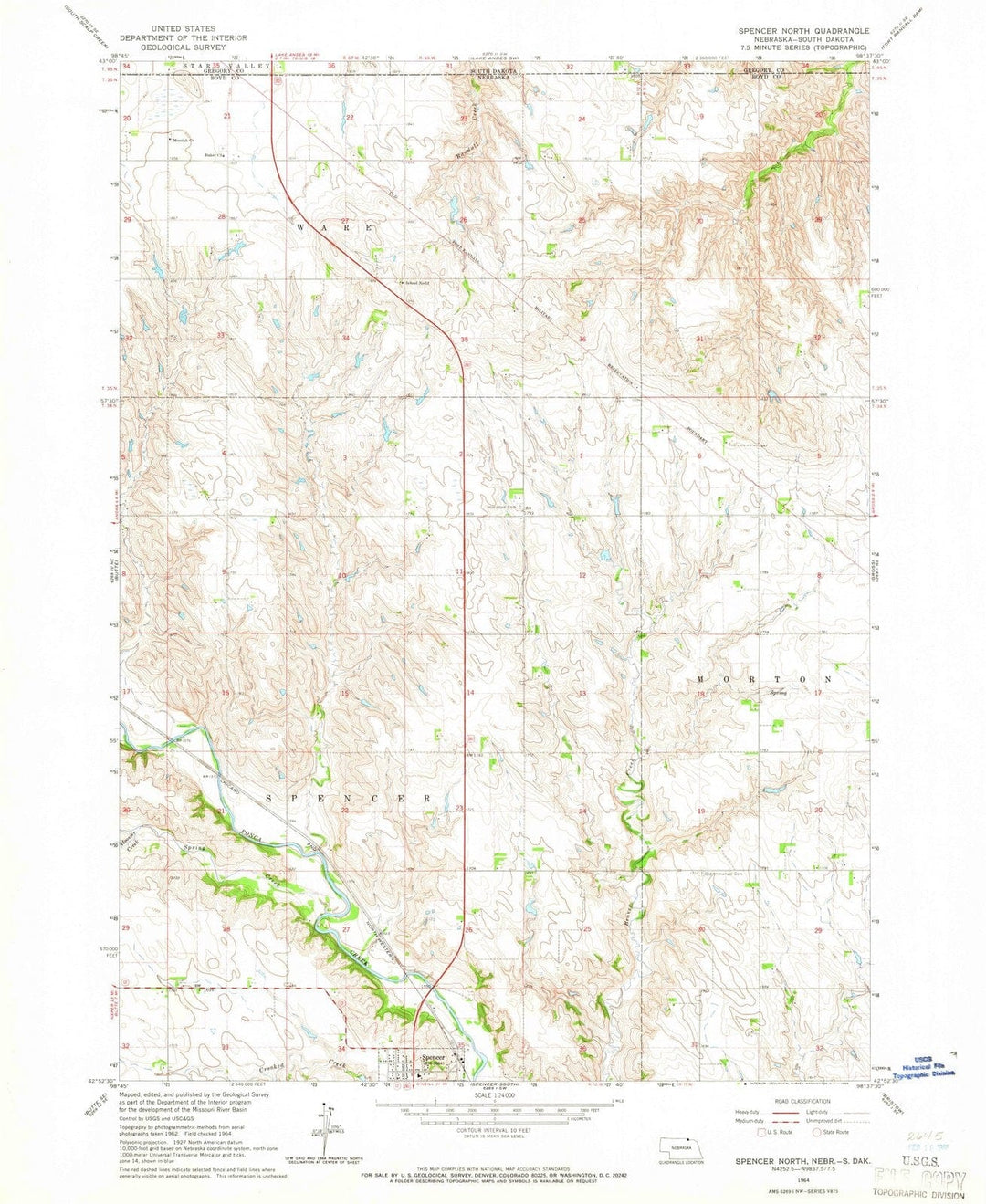 1964 Spencer North, NE - Nebraska - USGS Topographic Map