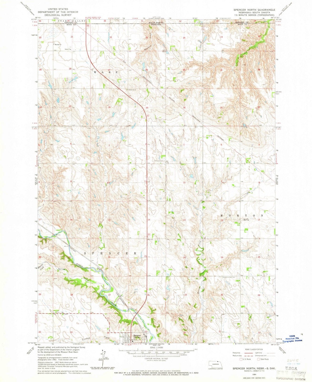 1964 Spencer North, NE - Nebraska - USGS Topographic Map