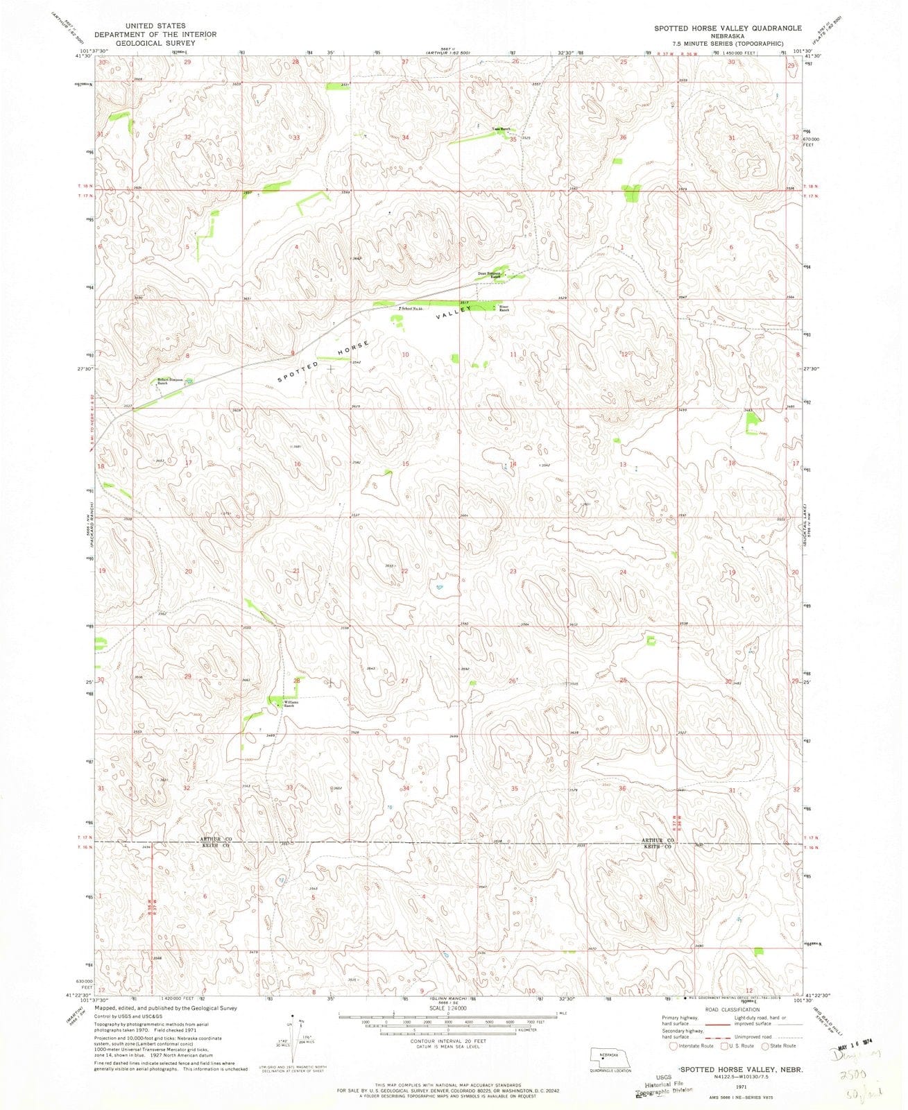1971 Spotted Horse Valley, NE - Nebraska - USGS Topographic Map