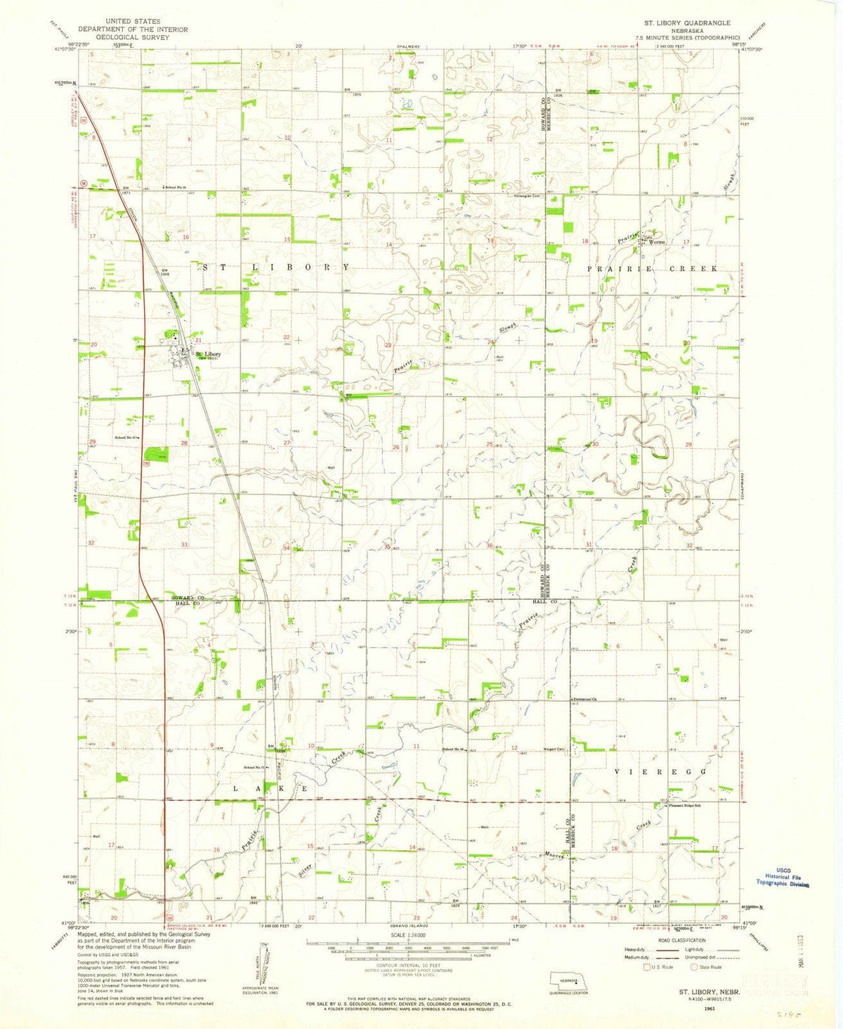 1961 St. Libory, NE - Nebraska - USGS Topographic Map