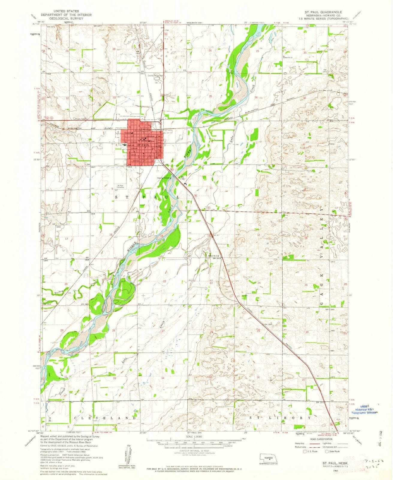 1960 St. Paul, NE - Nebraska - USGS Topographic Map