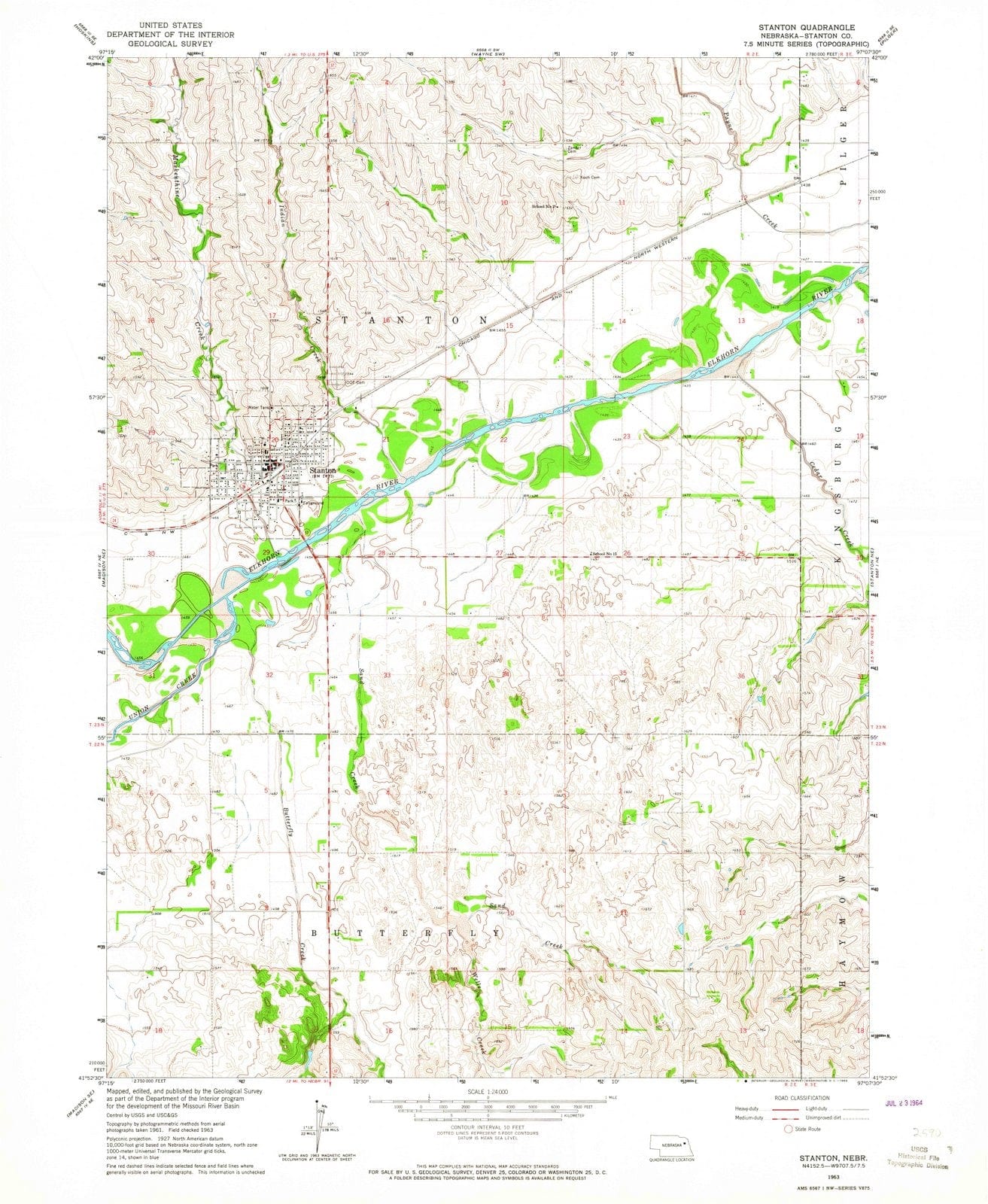 1963 Stanton, NE - Nebraska - USGS Topographic Map