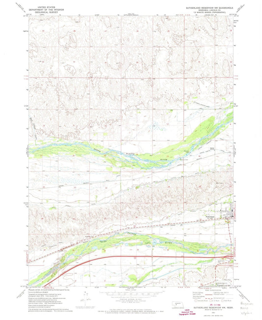 1971 Sutherland Reservoir, NE - Nebraska - USGS Topographic Map