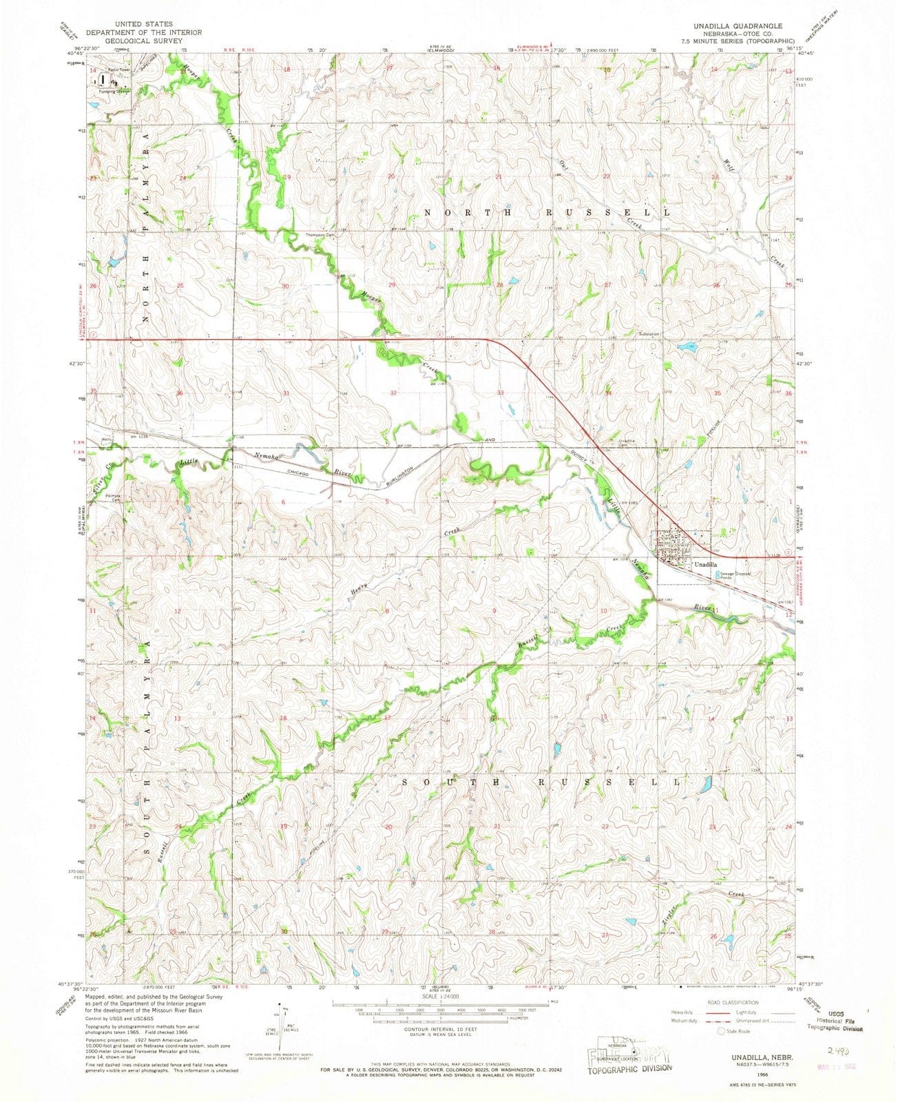 1966 Unadilla, NE - Nebraska - USGS Topographic Map