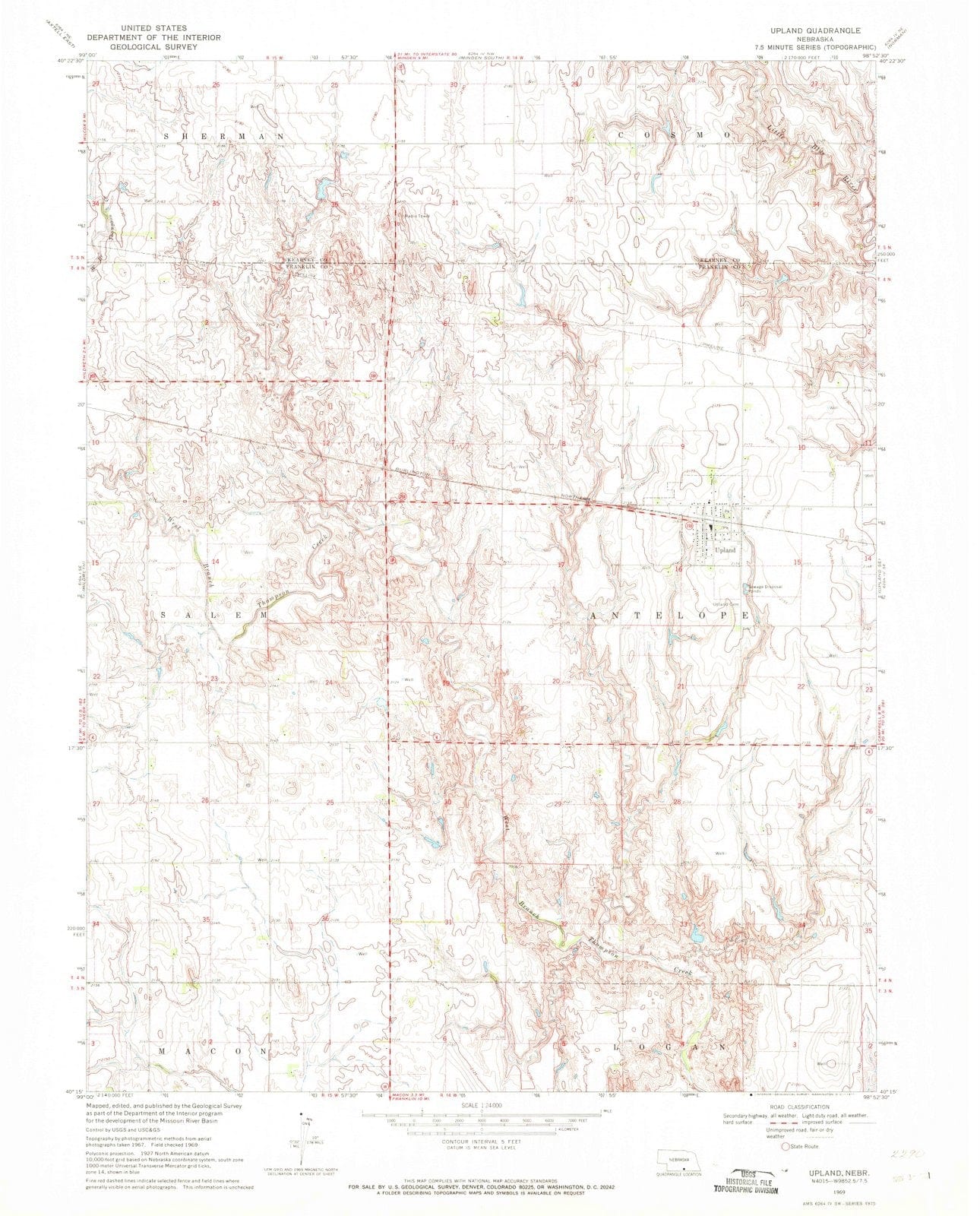 1969 Upland, NE - Nebraska - USGS Topographic Map