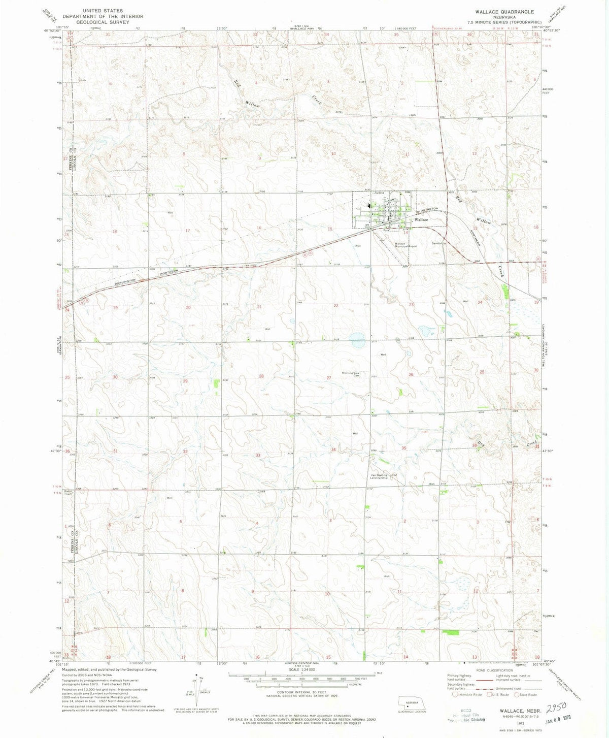 1973 Wallace, NE - Nebraska - USGS Topographic Map