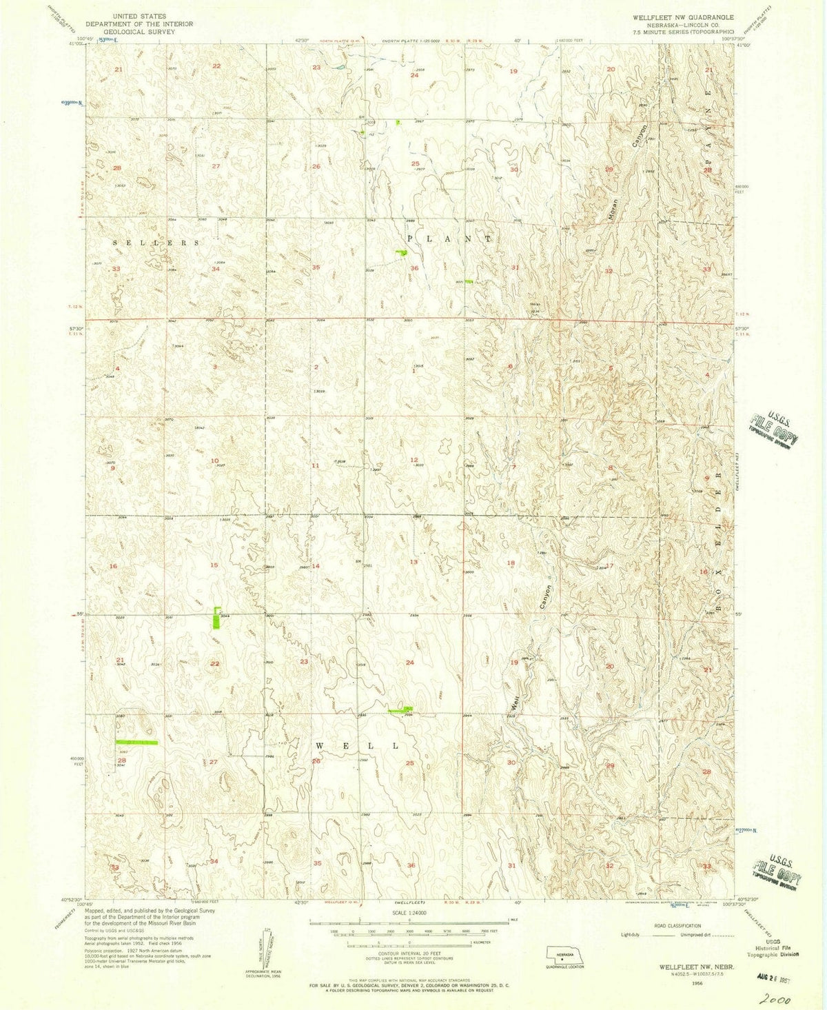 1956 Wellfleet, NE - Nebraska - USGS Topographic Map v2