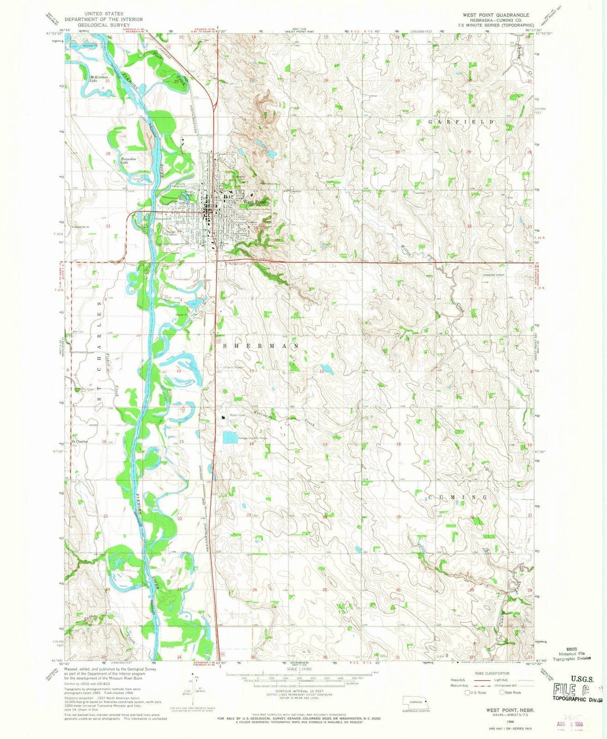 1966 West Point, NE - Nebraska - USGS Topographic Map